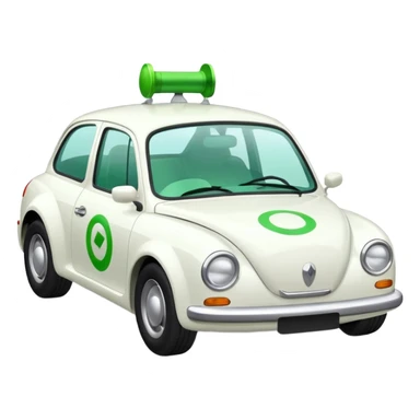 simple white car with 'Bolt' in green text on the roof sticker