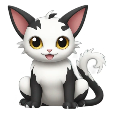 Sitting-Black-and-White-cat-dragon-type-pokemon sticker