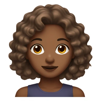 brown skin girl with wavy hair and brown eyes sticker