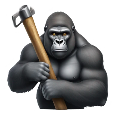 silverback gorilla holding hunting tool sticker