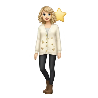 Taylor swift cream cardigan with stars not on anyone remove the person sticker