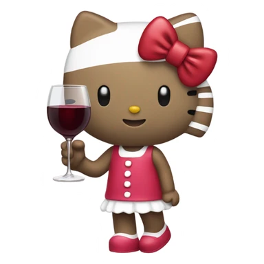 Hello Kitty drinking red wine sticker