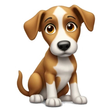 curious dog gazing upward sticker