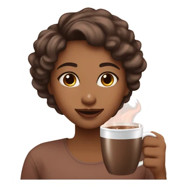 Cute brown girl drinking hot chocolate ￼ sticker