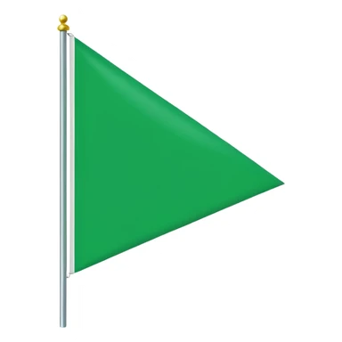 Emoji-style triangular flag, bright green, flat design, no folds or shading, simple and clean, minimalistic, centered on plain white or transparent background, high resolution sticker