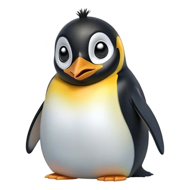 Cinematic Comical Emperor Penguin Portrait Emoji, Head tilted dramatically with an exaggeratedly shocked expression, featuring sleek, polished plumage with wide, comically expressive eyes filled with exaggerated disbelief, Simplified yet hilariously expressive features, highly detailed, glowing with a slightly sassy polar glow, high shine, dramatic yet playful, stylized with an air of cheeky arctic attitude, soft glowing outline, capturing the essence of a meme-worthy penguin that appears ready to side-eye its way into viral internet fame instantly! sticker