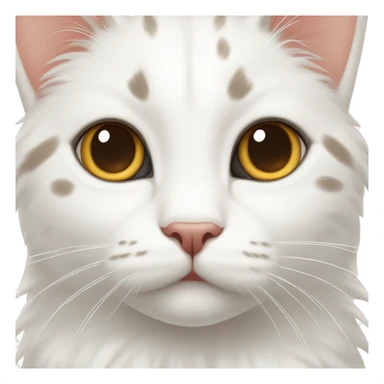 A pure and beautiful white cat has clearly distinguishable brown spots on its head sticker