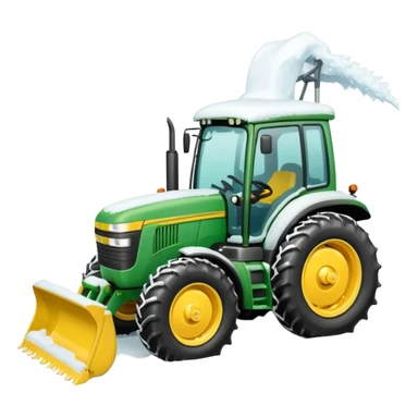 Green tractor with yellow blade pushing snow sticker