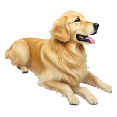 Golden retriever on back in grass looking backwards sticker