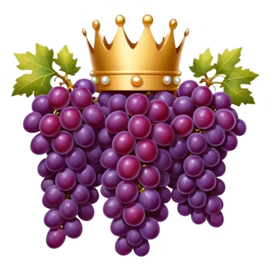 Grand Cru wine symbol, crowned grape cluster, gold accents, deep rich colors, luxury feel, emoji style sticker
