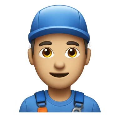 service technician with blue overall sticker