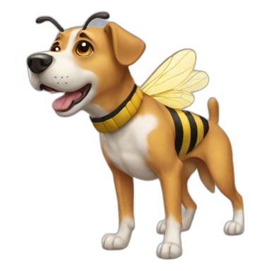 Dog stepping on a bee sticker
