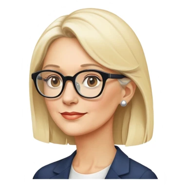 side profile of an attractive older blonde woman with glasses, elegant look sticker