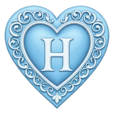 Can you make a baby blue heart with a white letter in the middle in a gothic style, the letter is H sticker
