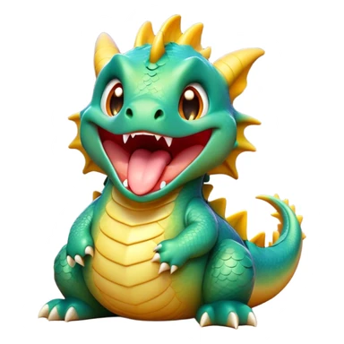 Cinematic Cute Yawning Dragon Portrait Emoji, Head tilted slightly with a dramatic, wide-open yawn, showcasing a soft, lustrous scaled body with gently drooping fins and half-closed, drowsy eyes, Simplified yet irresistibly adorable features, highly detailed, glowing with a soft, cozy mythical glow, high shine, relaxed yet expressive, stylized with a dash of fantastical charm, soft glowing outline, capturing the essence of a sleepy yet affectionate dragon that seems ready to stretch out and rest in its enchanted lair! sticker