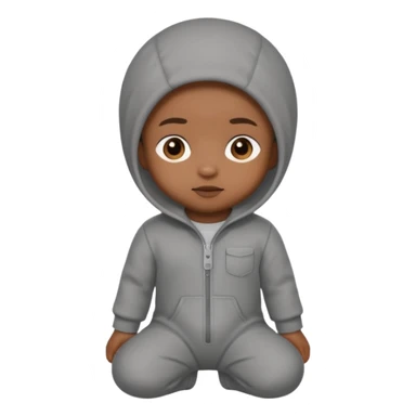 Black baby with straight face in a grey jumpsuit sticker