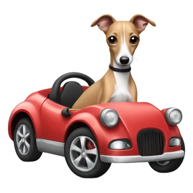 Italian Greyhound driving a sports car sticker