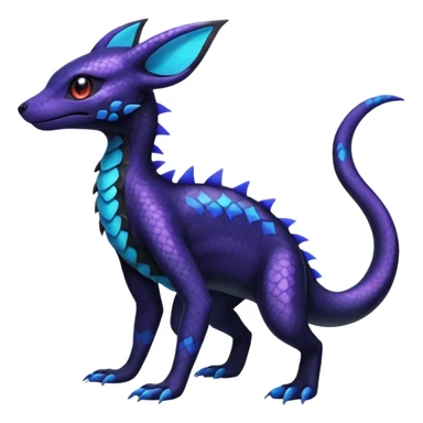 L Scaley Exotic Salandit-Aurorus-Umbreon-Fakémon-hybrid-creature (full body), 4 legs sticker