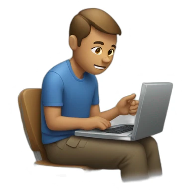 man sitting using his pc sticker