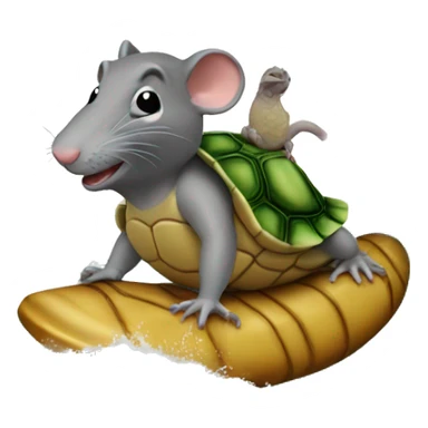 A rat riding a turtle while on a wave on the beach  sticker