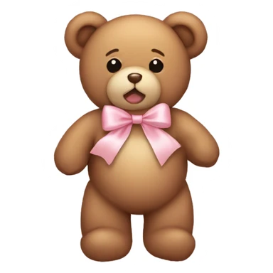 light brown teddy bear with a light pink ribbon bow aesthetic sticker