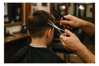 sartaroshxonada soch olayotgan bola yuzi ko'rinmasin sticker