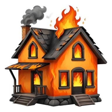damaged house on fire sticker
