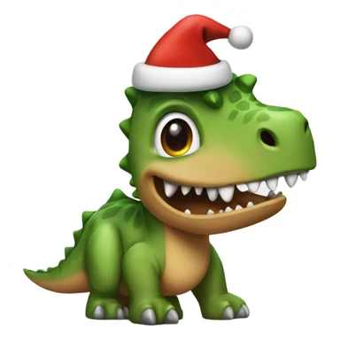 dinosaur with christmas hat and tree  sticker