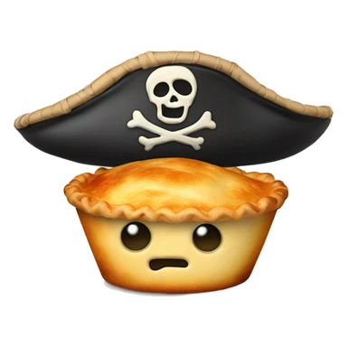 Pot pie with a face and a pirate hat, eye patch, and peg leg  sticker