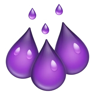 3 purple Drops with kool aids signature color, Juicy , no faces, just like the drops emoji 💦, just singular no extras, spraying left make them sideways sticker
