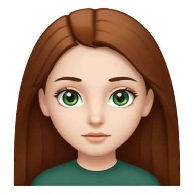 Girl with dark green eyes, light eyebrows and long brown straight hair sticker