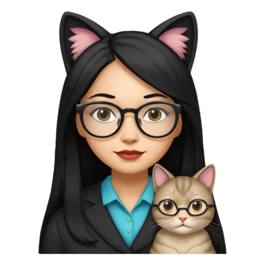 Hispanic woman with long silky hair and glasses dressed as a cat sticker