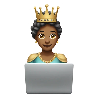 queen seating looking forward on a laptop sticker