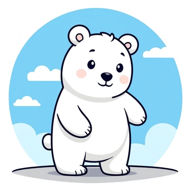 White bear with clouds  sticker