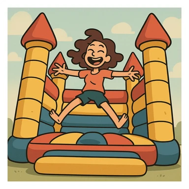 bouncy castle, vibrant, soft edges, cheerful, minimal details, no text sticker