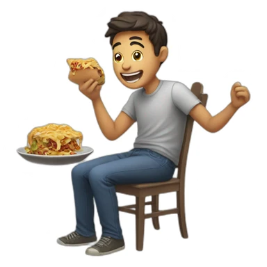 Guy eating food very happy sticker