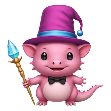 axolotl with magician hat sticker