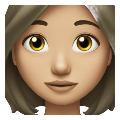 Brunette girl with long wavy hair and straight fringe, with green eyes sticker