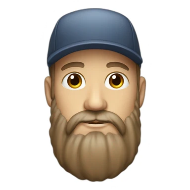 white man with a long and brown beard and a cap sticker