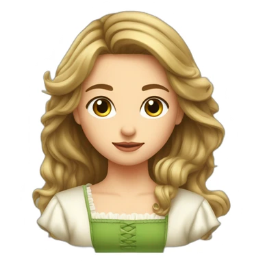 fille châtain cheveux long raide peau claire yeux verts sticker