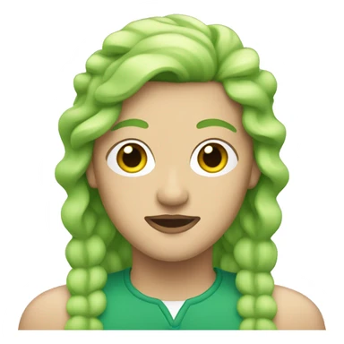 white transgender nonbinary with green mullet and a mustache and makeup sticker