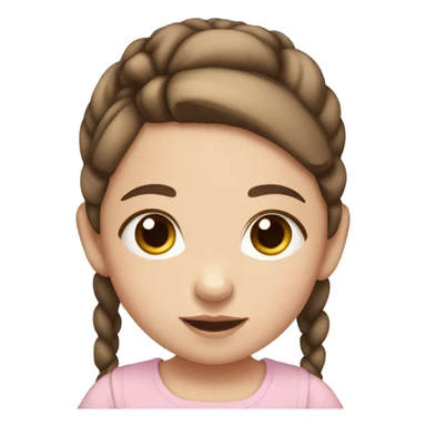 baby girl with straight brown pigtails and big brown eyes and pale white skin sticker