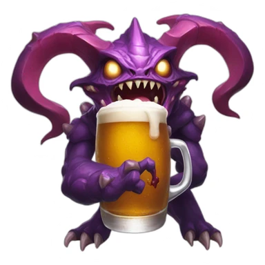 cho'gath from lol with a beer sticker