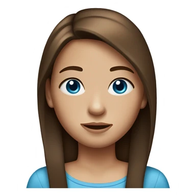 Girl with long straight brown hair, blue eyes, freckles  sticker