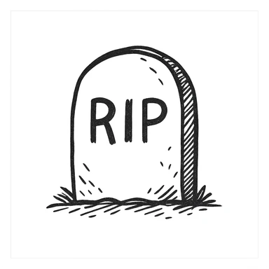 cartoon headstone, simple lines, light gray color sticker