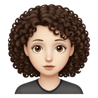 Pale skin, curly dark brown hair, medium brown eyes. sticker
