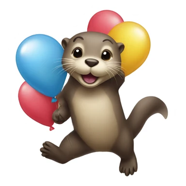 Otter holding balloons shaped like a 13 sticker