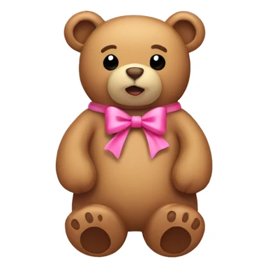 Tan stuffed bear with pink bow sticker