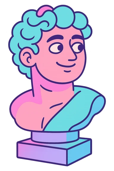 vaporwave style marble bust, pastel colors sticker