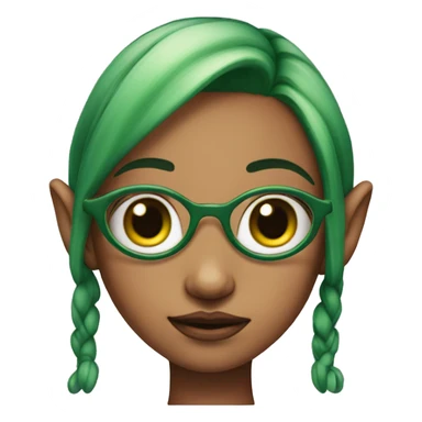 pink skin with four eyes girl with green hair and elf like ears  sticker